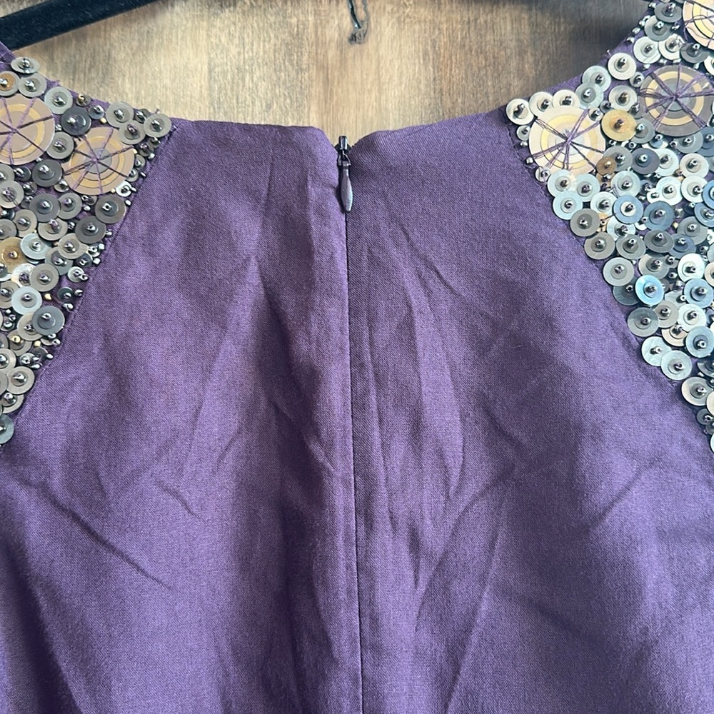 French Connection Purple Dress with Sequin Sleeves - Picture 6 of 7